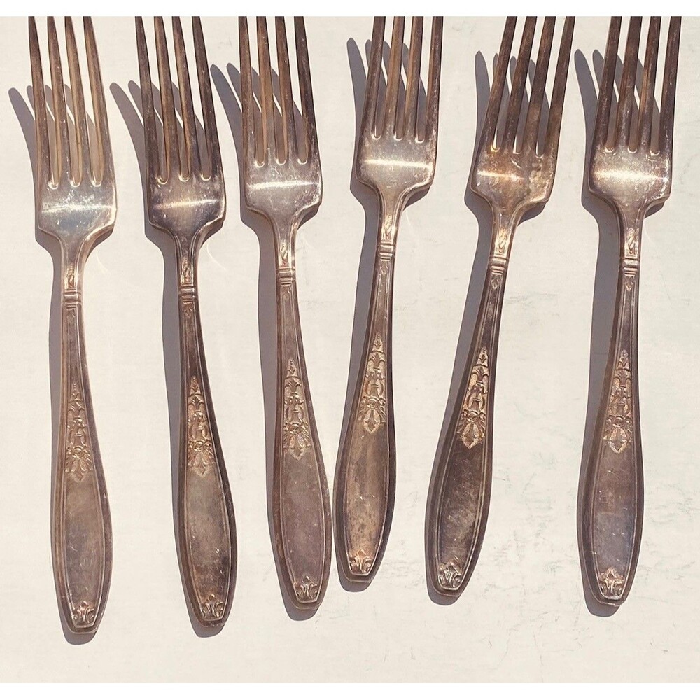 Vintage 1847 Rogers Bro Ambassador Dinner Fork Lot Of 6 Silver Plate 7”